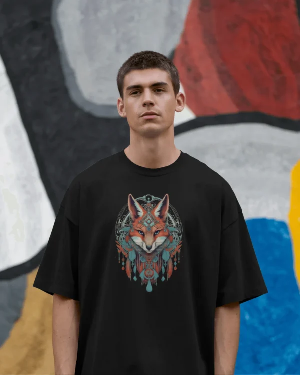 Mystic Fox Tribal Oversized T-Shirt