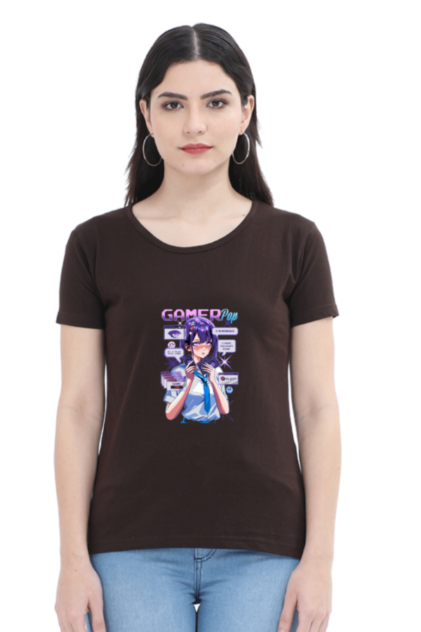 Gamer Pop Aesthetic Anime T-Shirt – Cyberpunk Gaming Girl Oversized - Image 3
