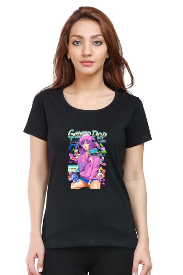 Gamer Pop Anime T-Shirt – Cute Cyber Girl Aesthetic Oversized - Image 7