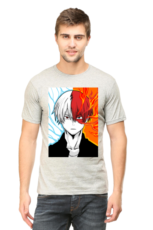 Half Fire Half Ice Anime T-Shirt – Hero Style Graphic Tee Oversized - Image 3