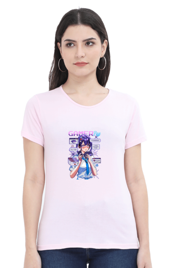 Gamer Pop Aesthetic Anime T-Shirt – Cyberpunk Gaming Girl Oversized - Image 2