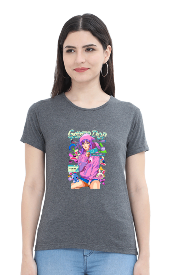 Gamer Pop Anime T-Shirt – Cute Cyber Girl Aesthetic Oversized - Image 5