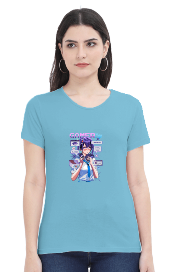 Gamer Pop Aesthetic Anime T-Shirt – Cyberpunk Gaming Girl Oversized - Image 4